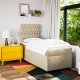 vidaXL Łóżko kontynentalne z materacem, kremowe, tkanina, 100x200 cm 4