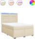 vidaXL Łóżko kontynentalne z materacem, kremowe, tkanina, 140x200 cm 2