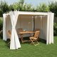 vidaXL Altana ogrodowa z zasłonami, kremowa, 3x3 m, stal 1