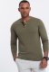 Ombre Longsleeve męski z guzikami przy dekolcie - ciemnooliwkowy V1 OM-LSCL-0107 XXL 4