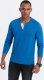 Ombre Longsleeve męski z guzikami przy dekolcie - niebieski V2 OM-LSCL-0107 S 2