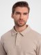 Ombre Komplet męski dresowy bluza z kołnierzem polo + spodnie - beżowy V2 Z71 S 2