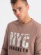 Ombre Longsleeve męski z nadrukiem motywu mapy - jasnobrązowy V1 OM-LSPT-0115 L 1