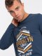 Ombre Longsleeve męski z nadrukiem w stylu collegowym - niebieski V2 OM-LSPT-0117 L 1
