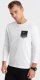 Ombre Longsleeve męski z printem w kształcie kieszonki - biały V1 OM-LSPT-0118 XXL 2