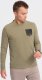 Ombre Longsleeve męski z printem w kształcie kieszonki - oliwkowy V2 OM-LSPT-0118 L 2