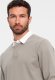 Ombre Bluza męska z białym kołnierzykiem polo - ciemnobeżowa V2 OM-SSNZ-0132 S 3