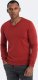 Ombre Sweter męski washowany z dekoltem w serek - czerwony V3 OM-SWOS-0108 S 1