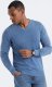 Ombre Męski sweter  washowany z dekoltem w serek - niebieski V4 OM-SWOS-0108 L 2