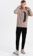 Ombre Męska bluza z nadrukiem HOODIE - ciemnobeżowa V2 OM-SSPS-0152 L 1