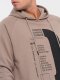 Ombre Męska bluza z nadrukiem HOODIE - ciemnobeżowa V2 OM-SSPS-0152 L 3