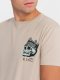 Ombre T-shirt męski bawełniany z nadrukiem na klatce piersiowej - beżowy V1 OM-TSPT-0167 M 1