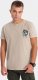 Ombre T-shirt męski bawełniany z nadrukiem na klatce piersiowej - beżowy V1 OM-TSPT-0167 M 2