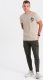 Ombre T-shirt męski bawełniany z nadrukiem na klatce piersiowej - beżowy V1 OM-TSPT-0167 M 3