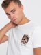 Ombre T-shirt męski bawełniany z nadrukiem na klatce piersiowej - biały V3 OM-TSPT-0167 XXL 2