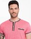 Ombre T-shirt męski henley z ozdobnymi ściągaczami - czerwony V1 OM-TSCT-0175 L 2