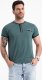 Ombre Męski t-shirt henley z ozdobnymi ściągaczami - ciemnozielony V2 OM-TSCT-0175 L 1
