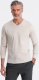 Ombre Longsleeve męski bez nadruku z dekoltem w serek - jasnobeżowy V1 OM-LSBL-0108 XL 3