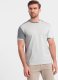 Ombre T-shirt męski z elastanem z kolorowymi rękawami - szary V4 OM-TSCT-0176 S 1
