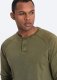 Ombre Longsleeve męski washowany henley z raglanowymi rękawami - ciemnooliwkowy V4 OM-LSWL-22FW-001 S 1