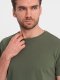 Ombre T-shirt męski klasyczny bawełniany BASIC - khaki V6 OM-TSBS-0146 L 2