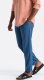 Ombre Męskie spodnie podwijane chino z dodatkiem lnu  niebieski denim V5 OM-PACP-0198 M 1