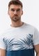 Ombre T-shirt meski dwukolorowy z nadrukiem w liście palmy - ciemnoniebieski V1 OM-TSPT-0177 S 1