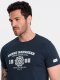 Ombre T-shirt męski z nadrukiem w stylu college  granatowy V3 OM-TSPT-0137 XL 1