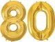 Springos Balony na urodziny cyfra 80 foliowe 40 cm złoty UNIWERSALNY 1