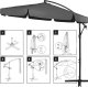 Springos Parasol ogrodowy na wysięgniku 350 cm z regulacją kąta nachylenia na balkon, taras grafitowy UNIWERSALNY 15