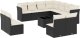 vidaXL 12-częściowy zestaw mebli do ogrodu, z poduszkami, czarny, polirattan 2