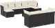 vidaXL 11-częściowy zestaw wypoczynkowy do ogrodu, poduszki czarny rattan PE 2