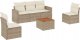vidaXL 6-częściowy zestaw mebli ogrodowych z poduszkami, beżowy, polirattan 2