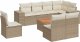 vidaXL 9-częściowy zestaw mebli ogrodowych z poduszkami, beżowy, polirattan 2
