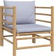 vidaXL Sofa ogrodowa z jasnoszarymi poduszkami, bambusowa 2