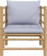 vidaXL Sofa ogrodowa z jasnoszarymi poduszkami, bambusowa 3