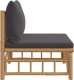 vidaXL Środkowa sofa ogrodowa z ciemnoszarymi poduszkami, bambusowa 4