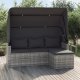 vidaXL 3-os. sofa ogrodowa z daszkiem i podnóżkiem, szara, polirattan 1