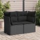vidaXL Sofa ogrodowa z poduszkami, 2-osobowa, czarna, polirattan 1