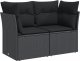 vidaXL Sofa ogrodowa z poduszkami, 2-osobowa, czarna, polirattan 1