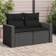 vidaXL Sofa ogrodowa z poduszkami, 2-osobowa, czarna, polirattan 1