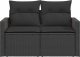 vidaXL Sofa ogrodowa z poduszkami, 2-osobowa, czarna, polirattan 3