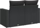 vidaXL Sofa ogrodowa z poduszkami, 2-osobowa, czarna, polirattan 5