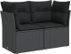 vidaXL Sofa ogrodowa z poduszkami, 2-osobowa, czarna, polirattan 2