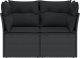 vidaXL Sofa ogrodowa z poduszkami, 2-osobowa, czarna, polirattan 4