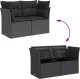 vidaXL Sofa ogrodowa z poduszkami, 2-osobowa, czarna, polirattan 7