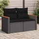 vidaXL Sofa ogrodowa z poduszkami, 2-osobowa, czarna, polirattan 1