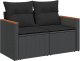 vidaXL Sofa ogrodowa z poduszkami, 2-osobowa, czarna, polirattan 1