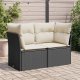 vidaXL Sofa ogrodowa z poduszkami, 2-osobowa, czarna, polirattan 1