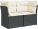 vidaXL Sofa ogrodowa z poduszkami, 2-osobowa, czarna, polirattan 1